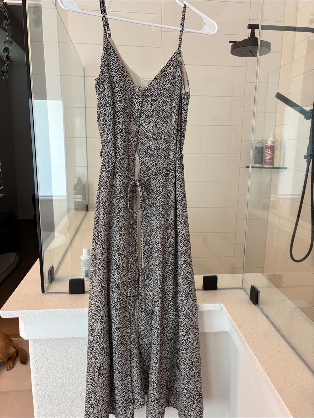 Sienna Sky Cheeta Print Maxi Dress with Tie Waist